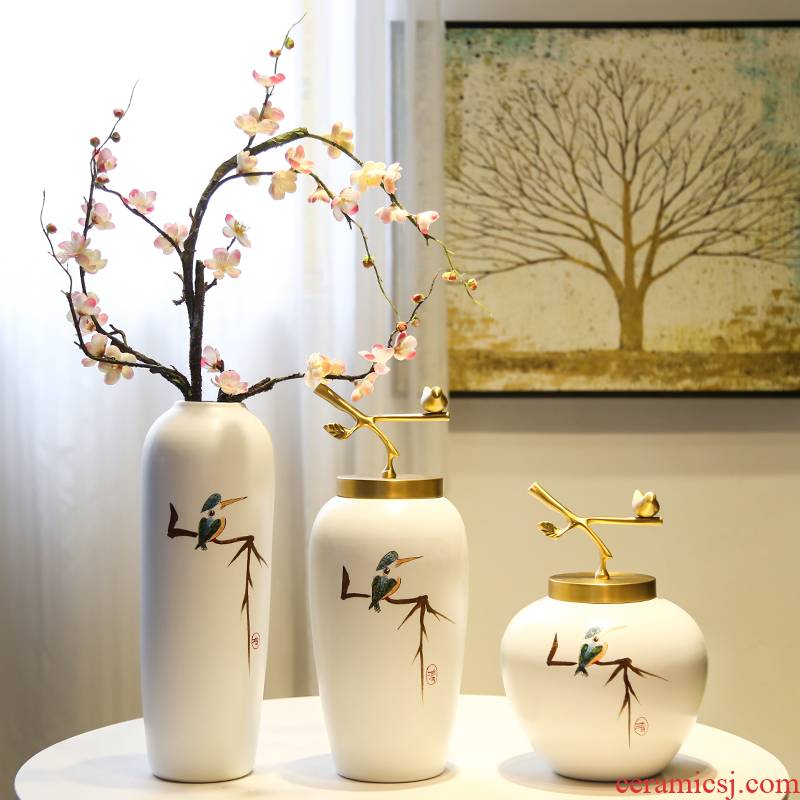 Jingdezhen new Chinese flower arranging example room porch TV ark hotel soft adornment ceramic vase furnishing articles sitting room