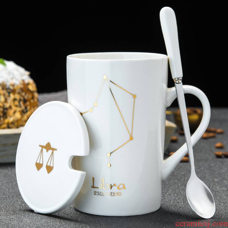 European creative move constellation cup with cover teaspoons of ceramic keller with large capacity water cup gift boxes