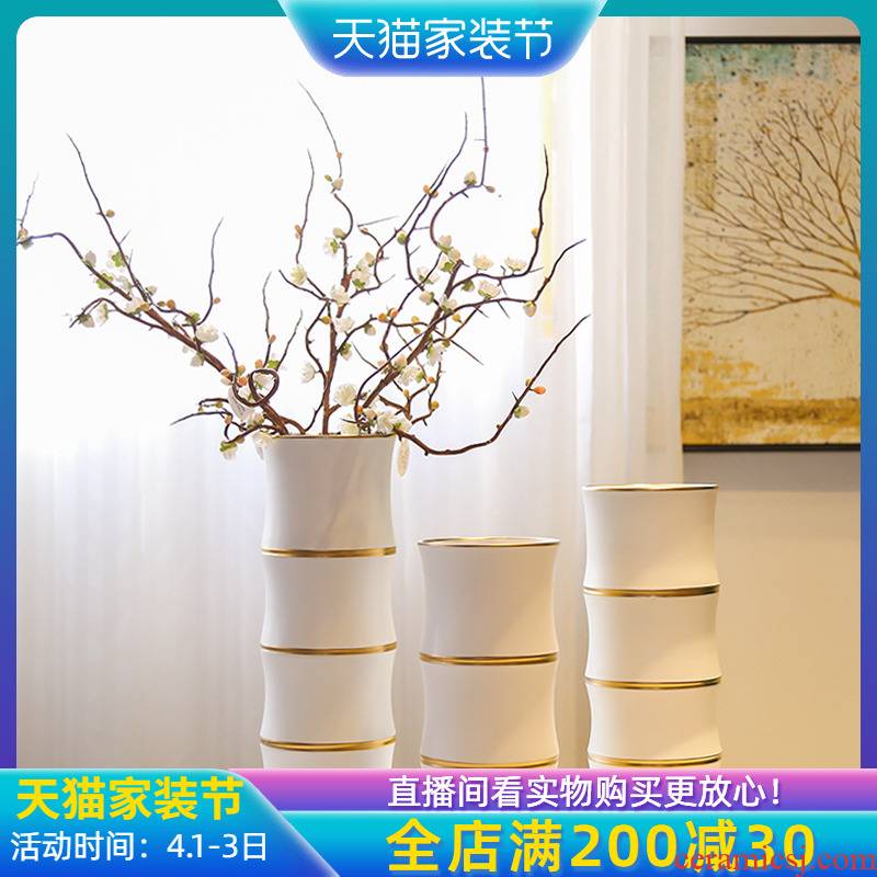 Jingdezhen new Chinese vase TV cabinet mesa porch white flower flower implement furnishing articles simulation floral ornament