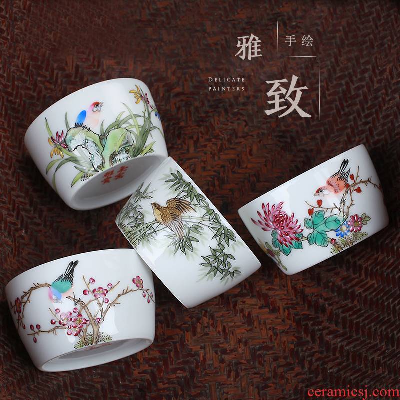 Jingdezhen hand - made ceramic cups kung fu tea sets manual single cup powder enamel masters cup sample tea cup