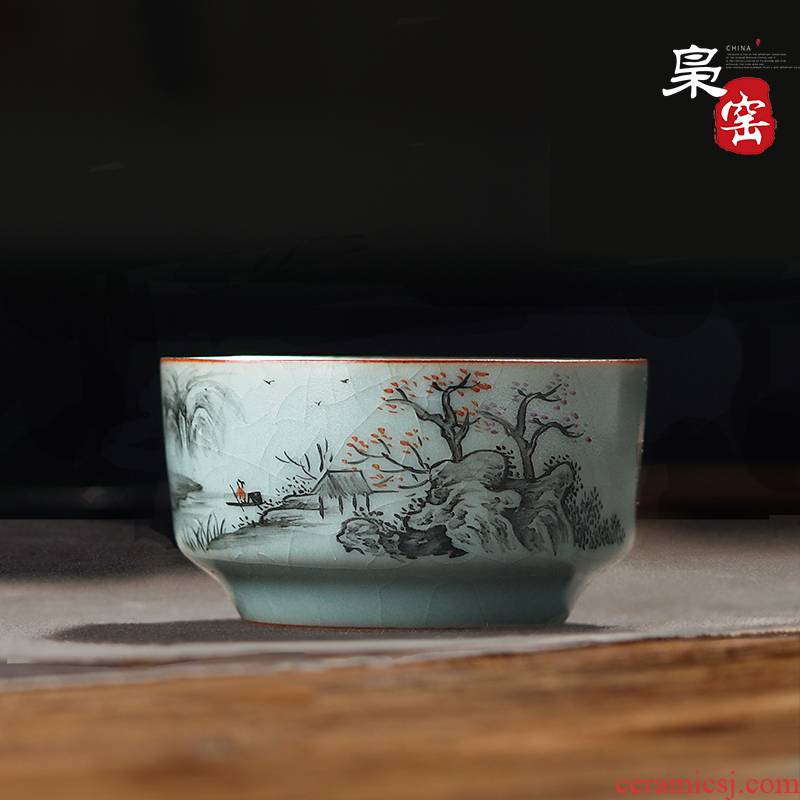 Jingdezhen sample tea cup your up with azure on hand color ink landscape kung fu tea cup master cup bowl