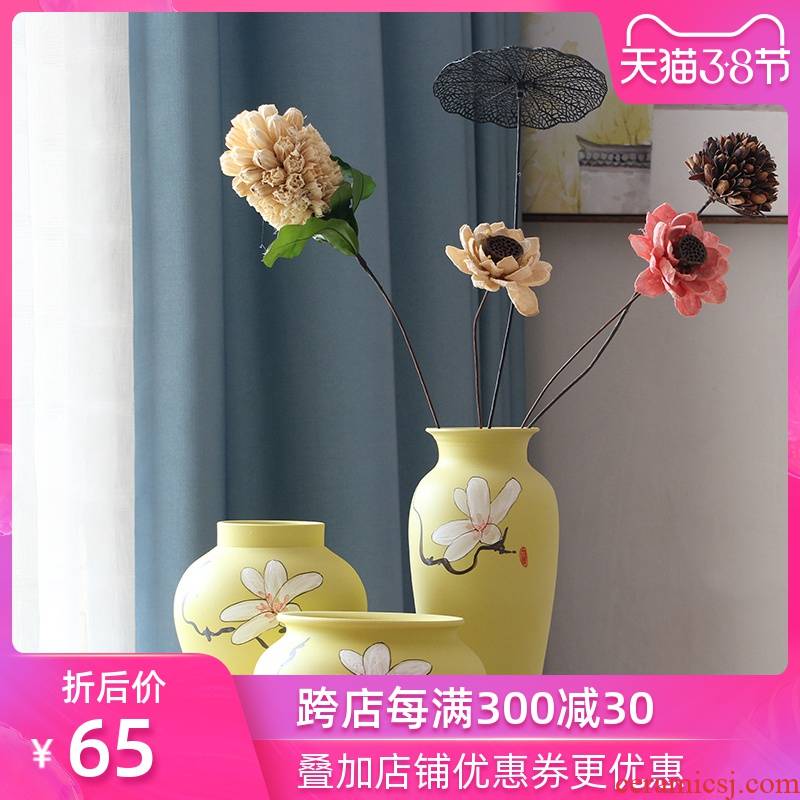 Art show of new Chinese style between small pure and fresh and yulan three - piece ceramic vase example household act the role ofing is tasted decorative porcelain furnishing articles
