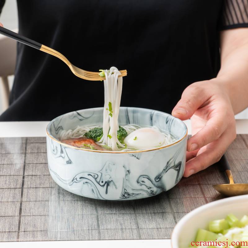 Nordic ceramic marble soup bowl of salad bowl of thick soup bowl with rice bowls mercifully rainbow such use creativity tableware breakfast dishes