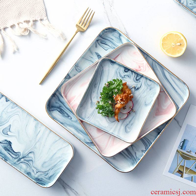 0 Japanese sushi tray was the household ceramics creative cake dessert plate Nordic marble steak western tableware
