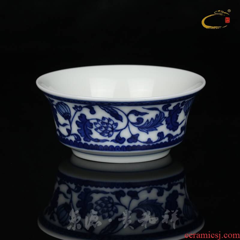 And auspicious jing DE kung fu tea bowl of jingdezhen ceramics high white sample tea cup hand - made porcelain cups of tea cups
