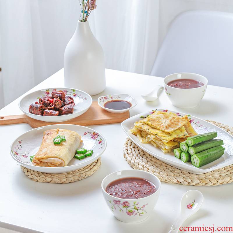Shun cheung ceramic dishes suit Chinese style household xanadu housewarming gift bowl of rice dish dish bowl chopsticks tableware