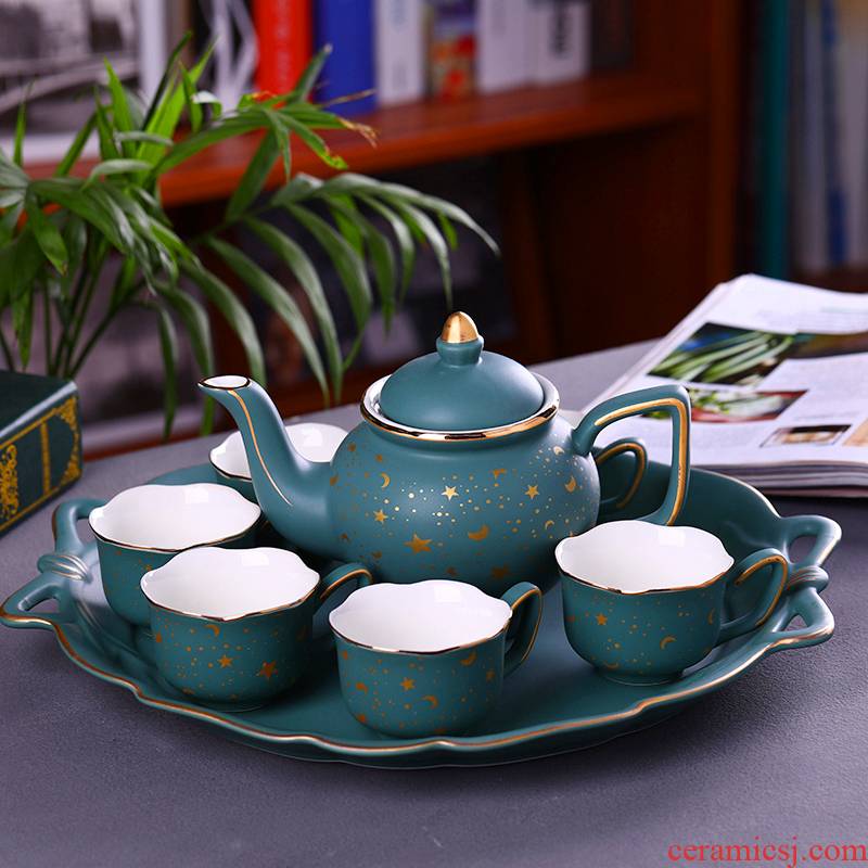 The Nordic ceramic cup cold water kettle with tea cup light cup home sitting room European - style key-2 luxury wind gift set