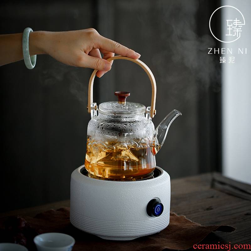 By mud electric TaoLu automatic burn boiled household pu 'er tea is black tea steam temperature heat - resistant glass tea pot set