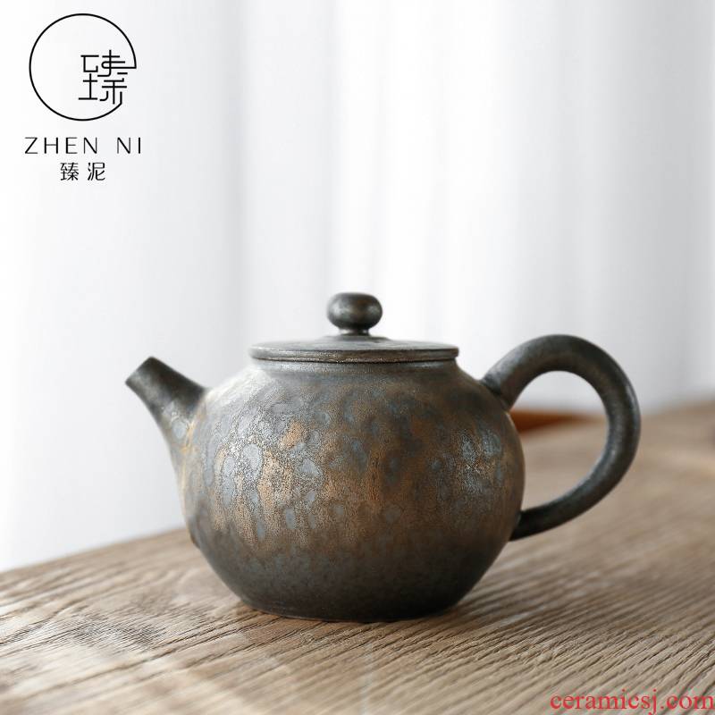 "Gold mud up jingdezhen teapot checking iron glaze Japanese antique teapot tea kettle kung fu tea set