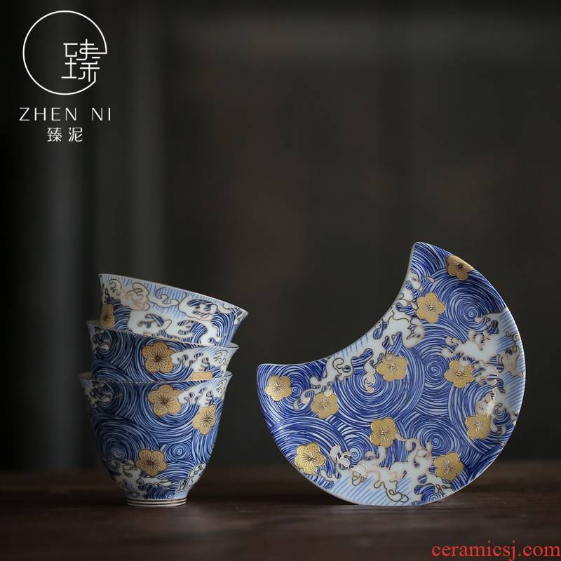 Jingdezhen colored enamel by clay sample tea cup manual pick flowers kung fu tea cups household porcelain bowl master CPU