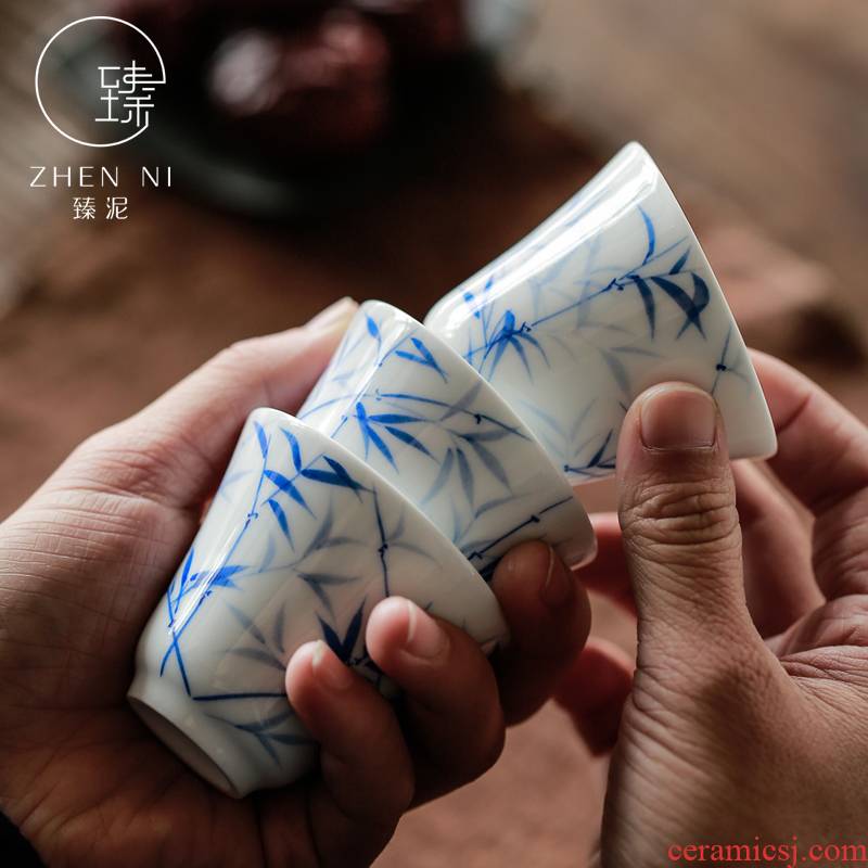 Hand - drawn by clay sample tea cup jingdezhen manual under the white porcelain glaze color cup bowl kung fu tea cup master CPU
