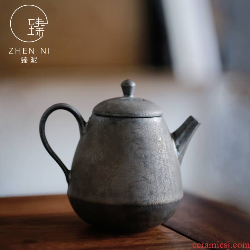 By Japanese gold teapot restoring ancient ways is pure manual ball hole mud filtration pot of up with rust glaze ceramic tea, single pot