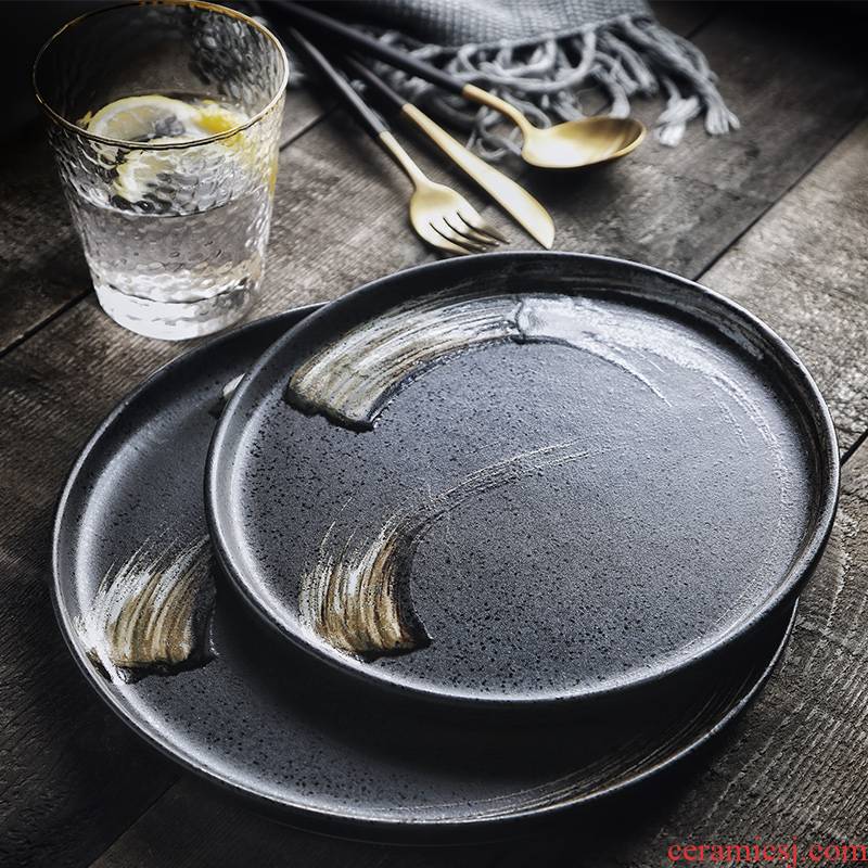 Tao soft Japanese - style tableware creative household ceramic dish dish dish beefsteak dish tray is great circle plate tray