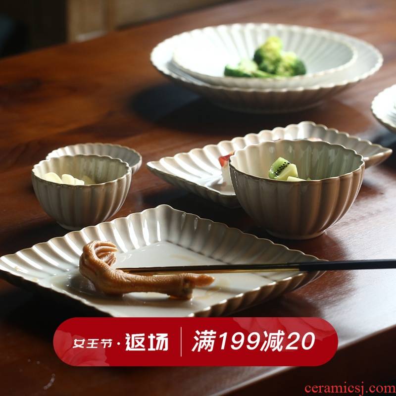 And by dish Japanese dishes creative household variable glaze ceramic tableware tableware dumplings plate character food dish