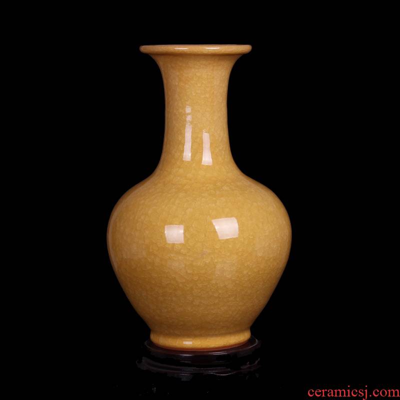 Jingdezhen ceramics vase archaize up with ice to crack the yellow bottle of Chinese style flower implement modern home furnishing articles sitting room