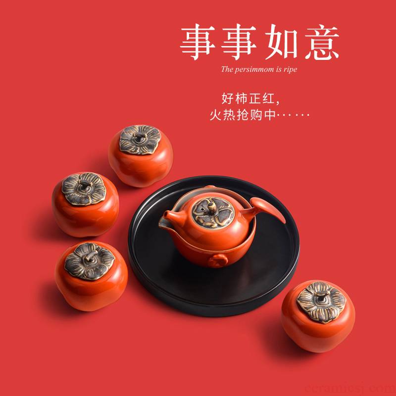 "Cherish all the best gifts ceramic kung fu tea set household contracted travel crack cup dried tea tray