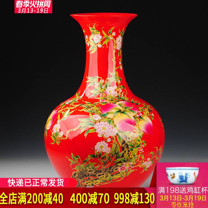 Jingdezhen ceramics China red live figure of large vases, I and fashionable sitting room home decoration furnishing articles