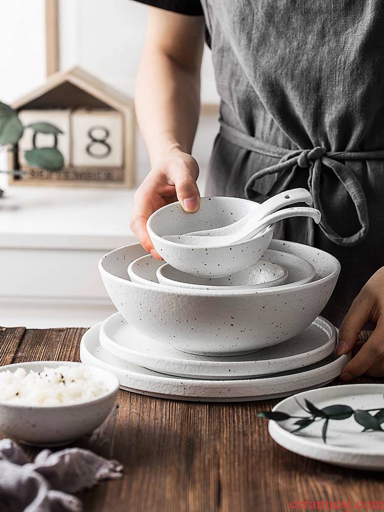 Japanese ceramics large soup bowl home eat rice bowl Nordic creative move dishes set tableware bowls set combination