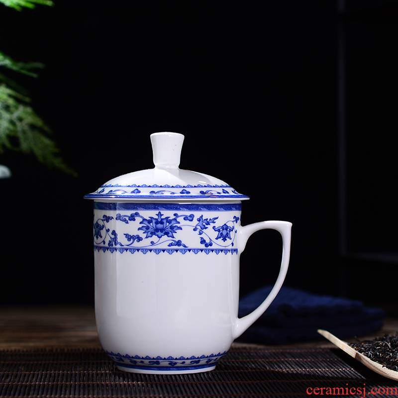 Jingdezhen ceramic cups with cover household porcelain tea cups big office gift custom ipads China tea cups