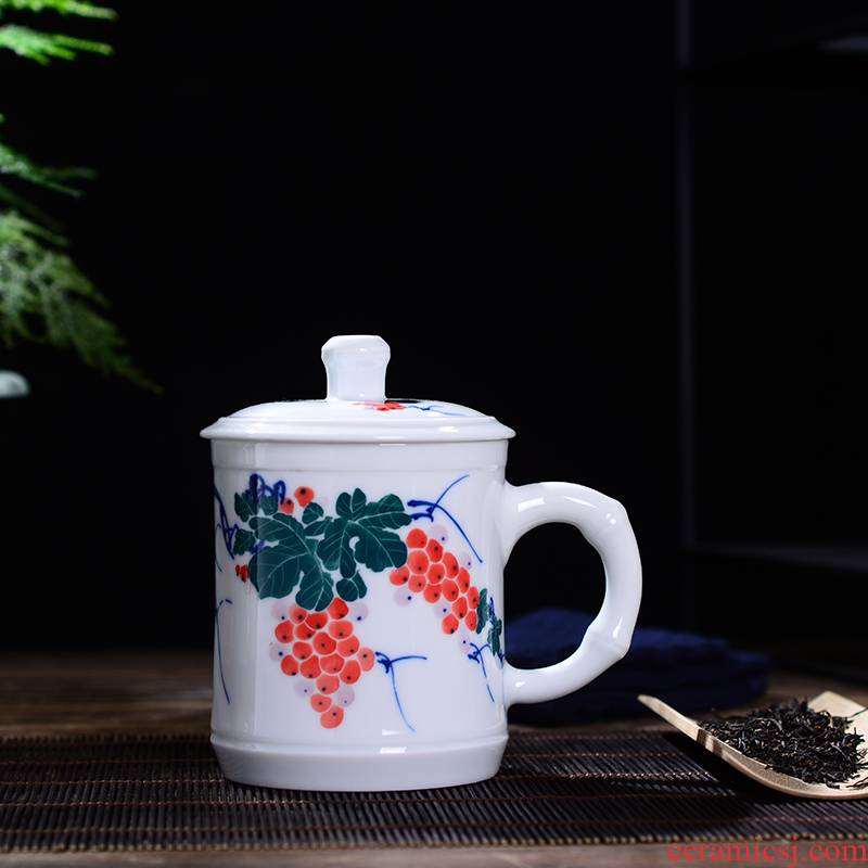 DE farce auspicious color pastoral jingdezhen ceramic cups, tea cups of tea cup office hand - made tea sets