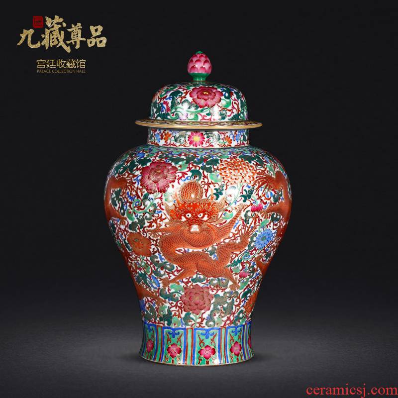 Jingdezhen porcelain vases, antique hand - made enamel wire inlay paint dragon general wear purple flower pot home furnishing articles