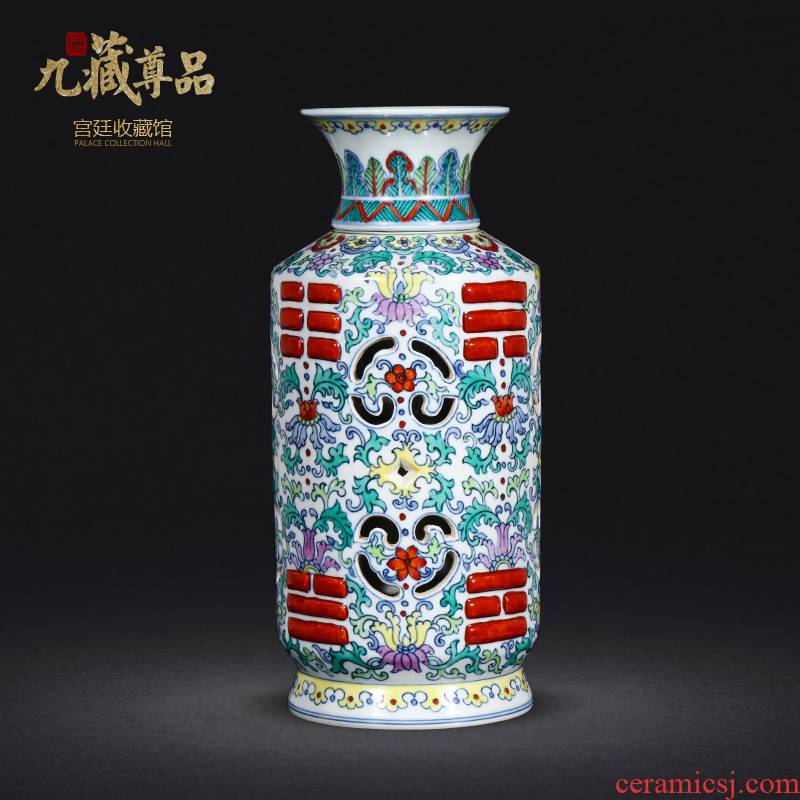 Jingdezhen porcelain vases, antique hand - made porcelain dou turn color heart bottles of home sitting room collect adornment furnishing articles