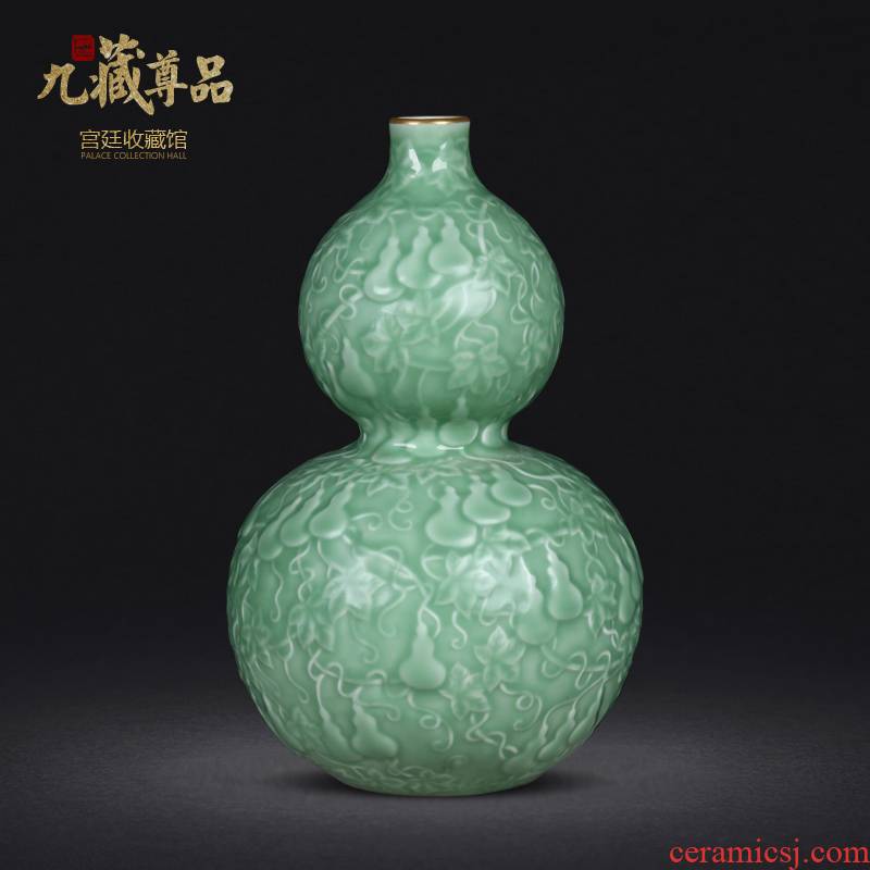 Jingdezhen ceramics archaize paint blue glaze carving gourd vases, sitting room home furnishing articles