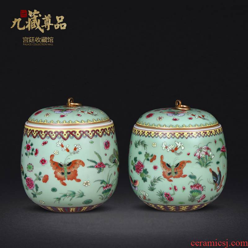 Archaize of jingdezhen porcelain the qing qianlong pastel best butterfly cover can of antique hand - made caddy fixings penjing collection decorations