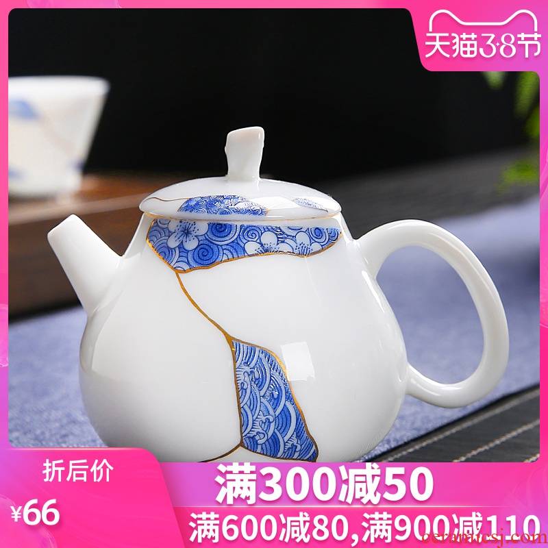St hidden paint ceramic household single teapot with the household contracted the teapot tea kungfu tea accessories Z