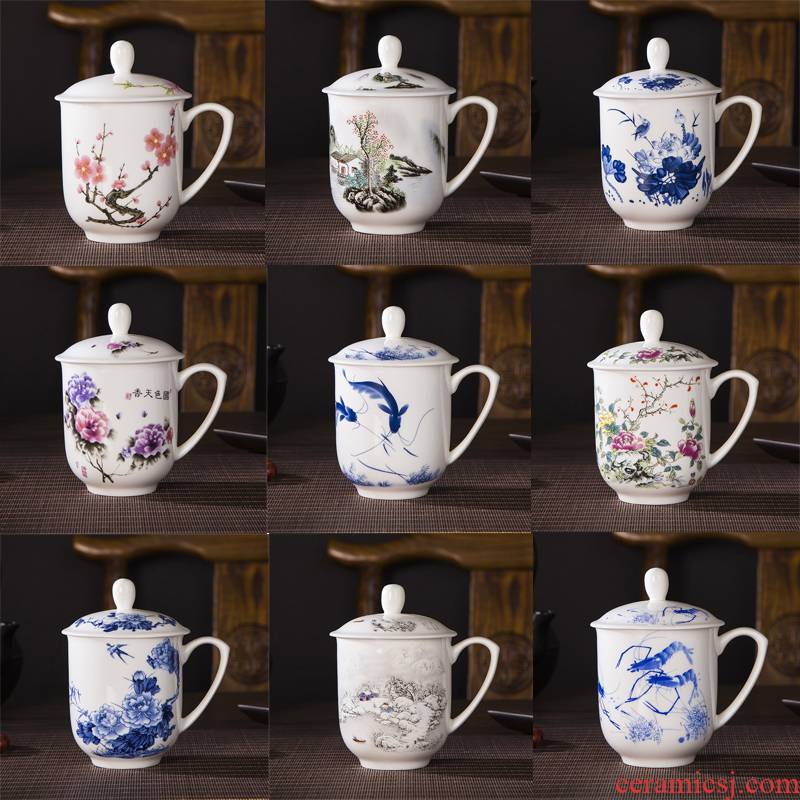 Jingdezhen porcelain, ipads China tea cups water cover cup office and meeting the boss cup single custom logo