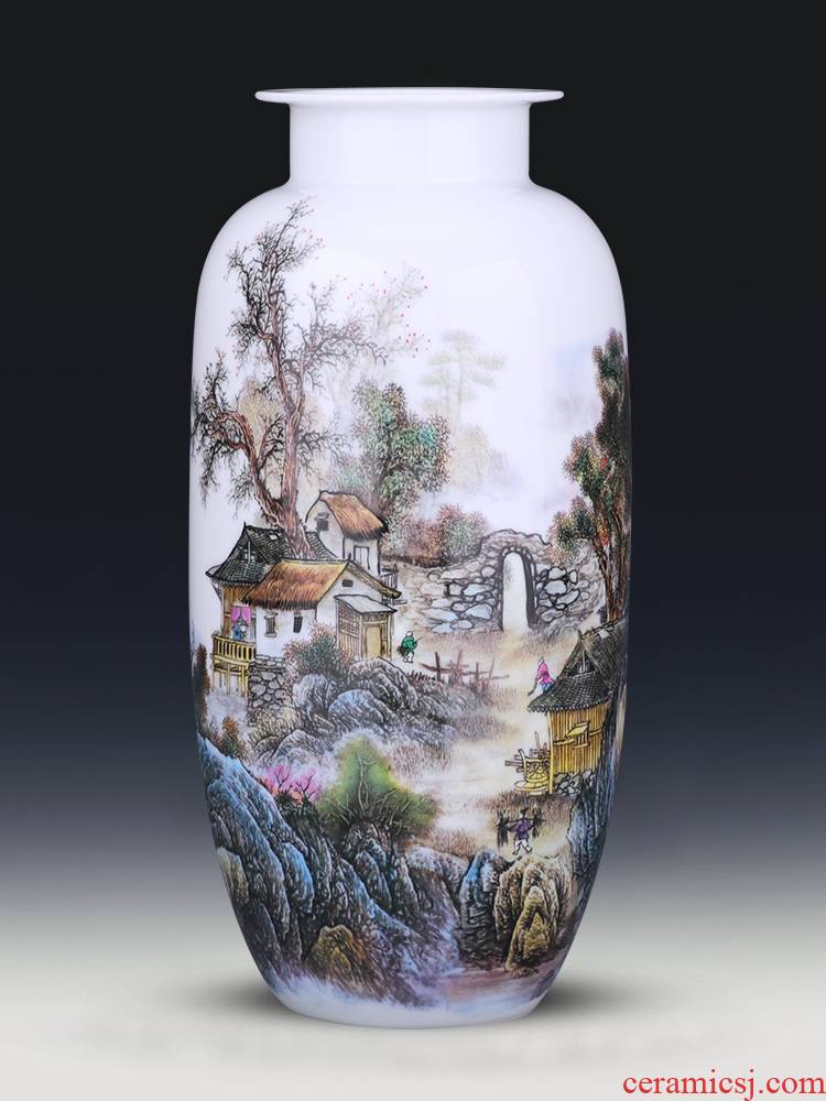 Porcelain of jingdezhen ceramics vase pastel landscape expressions using straight new Chinese rich ancient frame TV ark, adornment