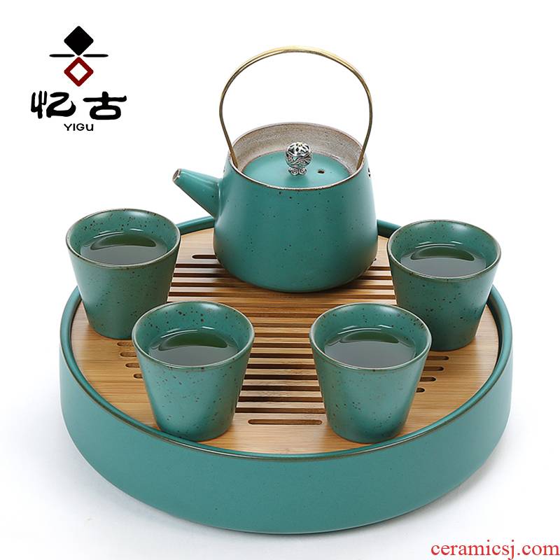 Have old kung fu tea set suit household contracted office tea set up ceramic teapot tea tray was a complete set of tea cups