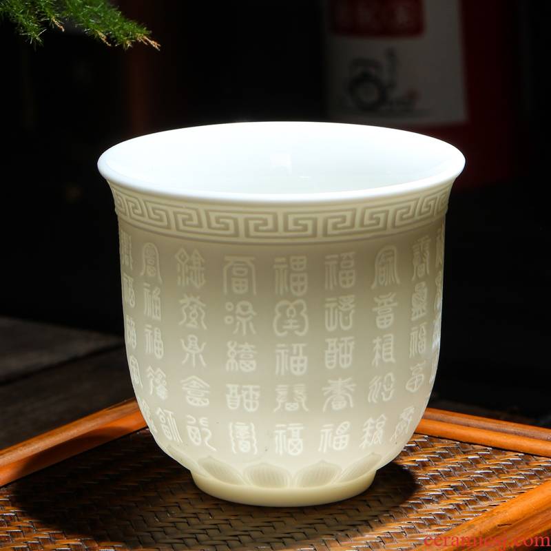 Dehua white porcelain cup home suet jade sample tea cup ceramic masters cup kung fu tea set tea tea cup
