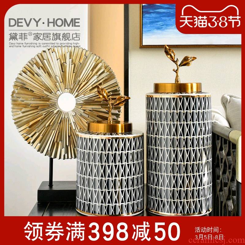 Light ceramic creative key-2 luxury furnishing articles between household act the role ofing is tasted, the sitting room porch example modern American receive tank dry flower decoration