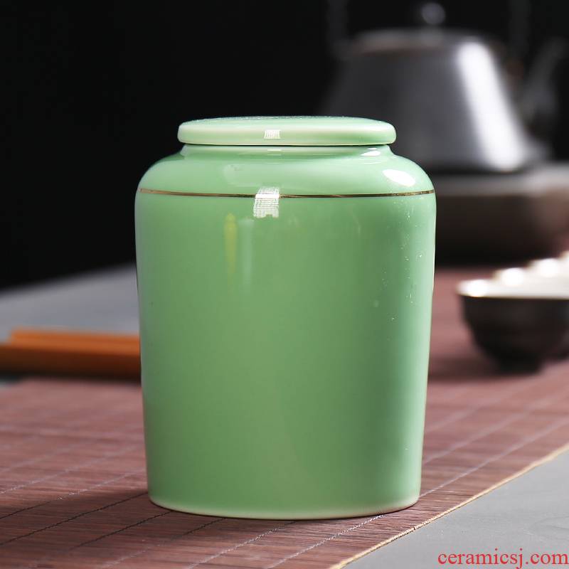 Devoted to inflammation celadon ceramic seal pot half jins to black tea caddy fixings dahongpao store canned tea custom bottle