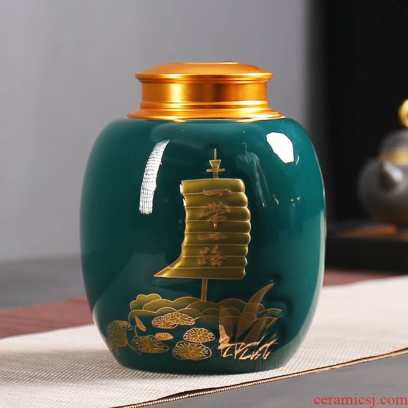 Celadon caddy fixings ceramic seal tank household storage jar alloy pu 'er tea POTS of tea boxes warehouse custom