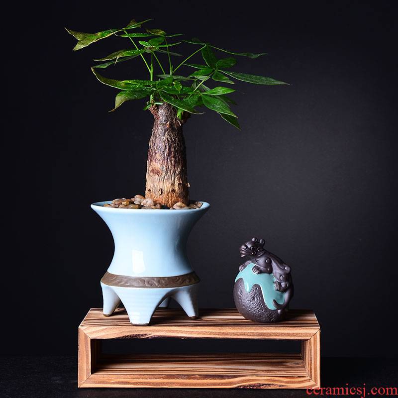 Combination of new Chinese style more creative ceramic flower pot meat asparagus rich tree green plant pot contracted bracketplant wholesale flower pot