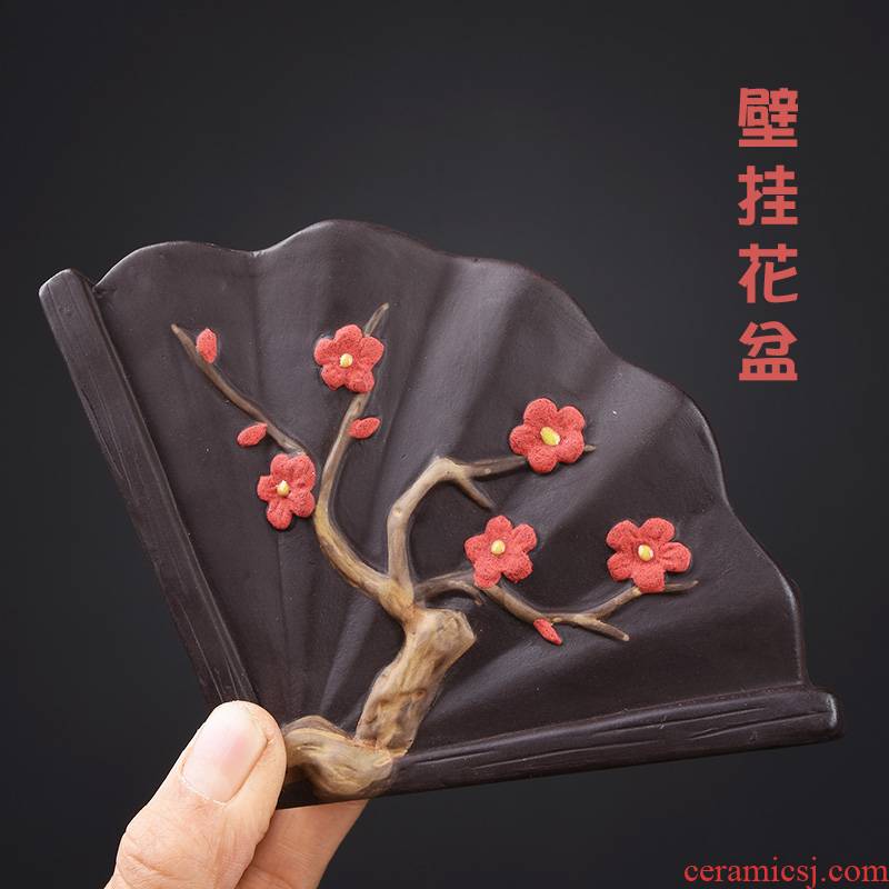 New Chinese style restoring ancient ways hanging pot ceramic large balcony more meat hanging wall flower pot hanging violet arenaceous refers to flower pot