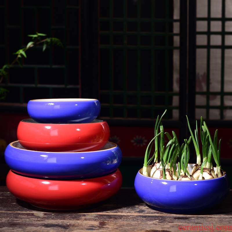 Refers to flower pot ceramic household nonporous extra large aquatic the plants copper bowl lotus basin water lily grass withered lotus hydroponics