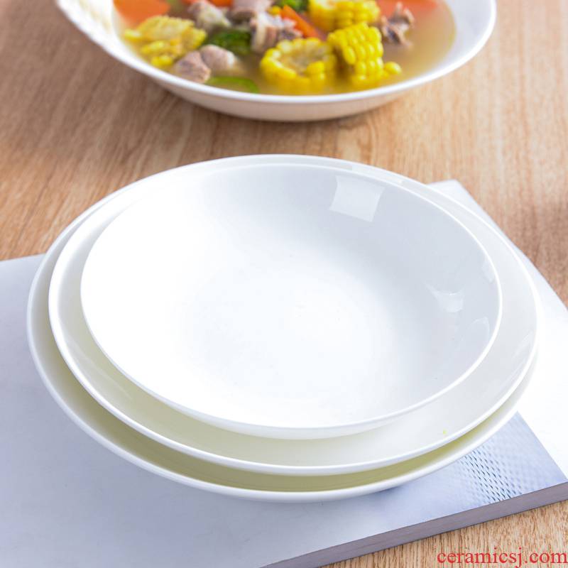 Household pure white deep dish dish dish dish soup plate creative FanPan ipads porcelain ceramic plate plate plate dumplings