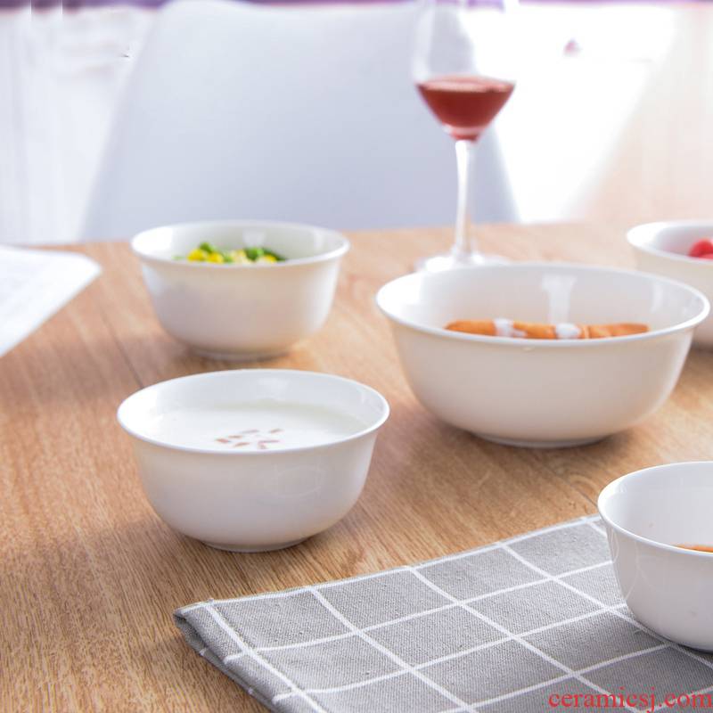 Pure white ipads eating bowls of household ceramic bowl creative tangshan Jane the tableware of admiralty bowl of millet rice bowl