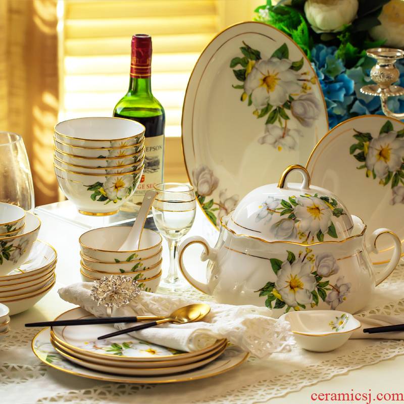 Ipads China tableware suit of jingdezhen ceramics European dishes chopsticks bowl dish household portfolio wedding gifts