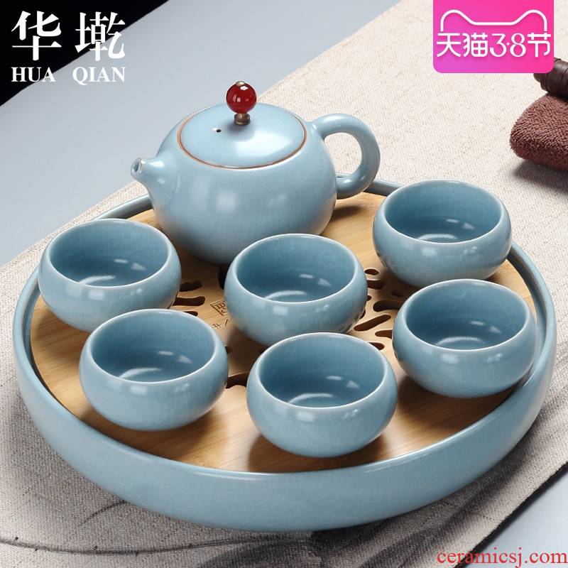 China Qian your up kung fu tea set suit xi shi travel pot of tea bamboo tea tray was dry terms ceramic portable bag