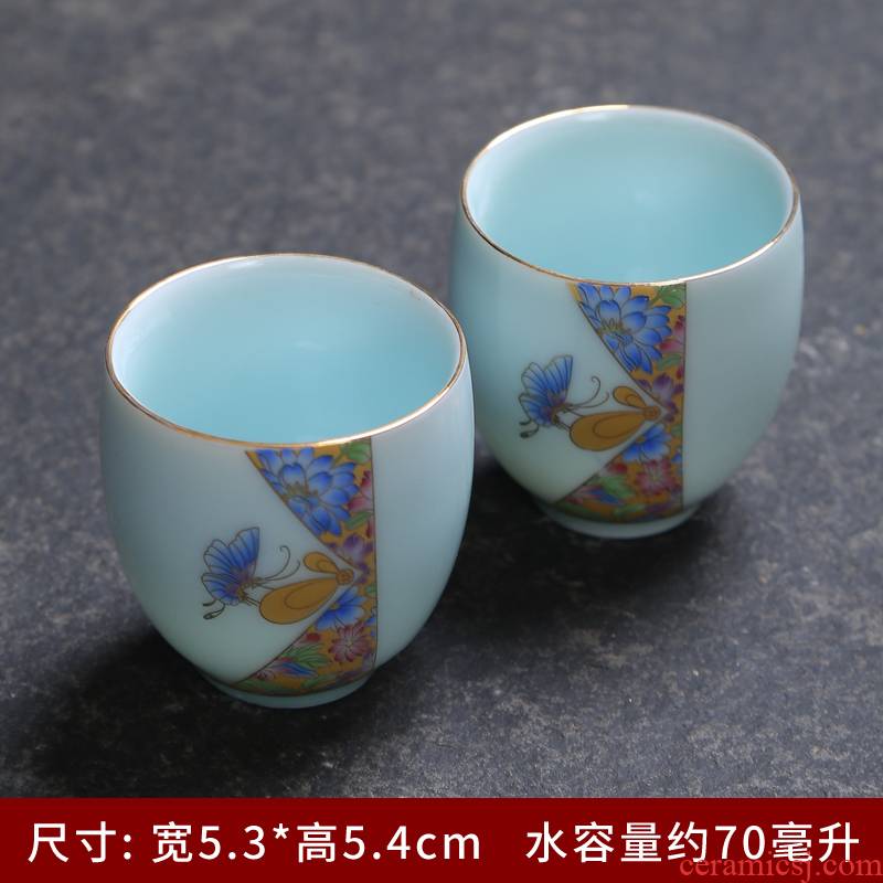Longquan celadon teacup sample tea cup kung fu tea set reasonable sample tea cup cup teapot tea powder had been the son of a complete set of blue