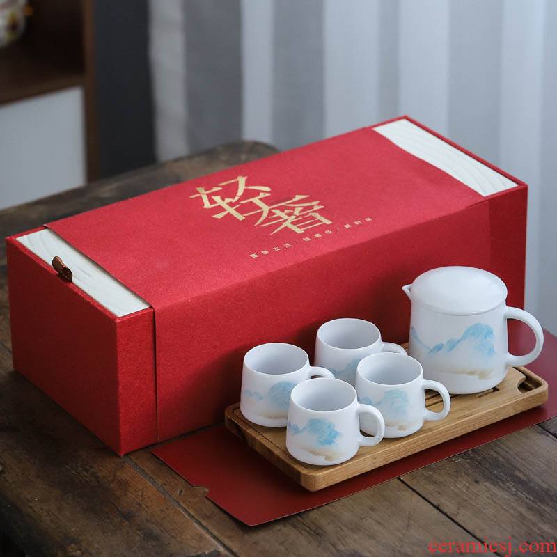 Porcelain heng tong kung fu tea set suit household contracted and I ceramic teapot teacup tea tea art office