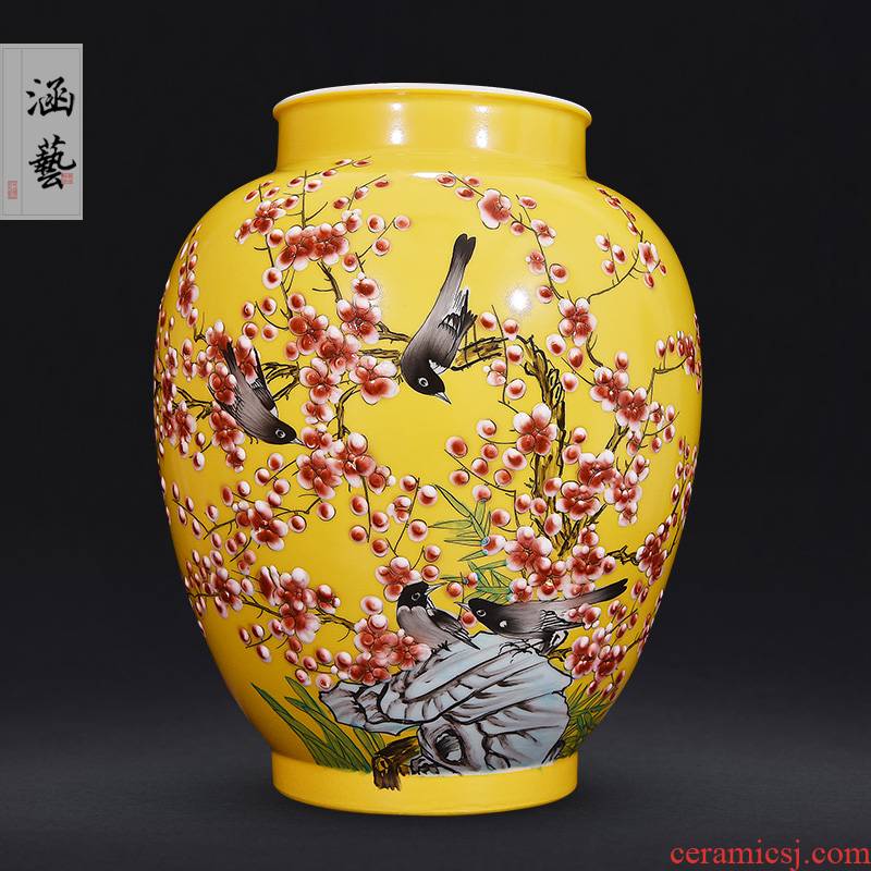 Jingdezhen ceramics hand - made pastel youligong porcelain vase flower vase new Chinese handicraft furnishing articles in the living room
