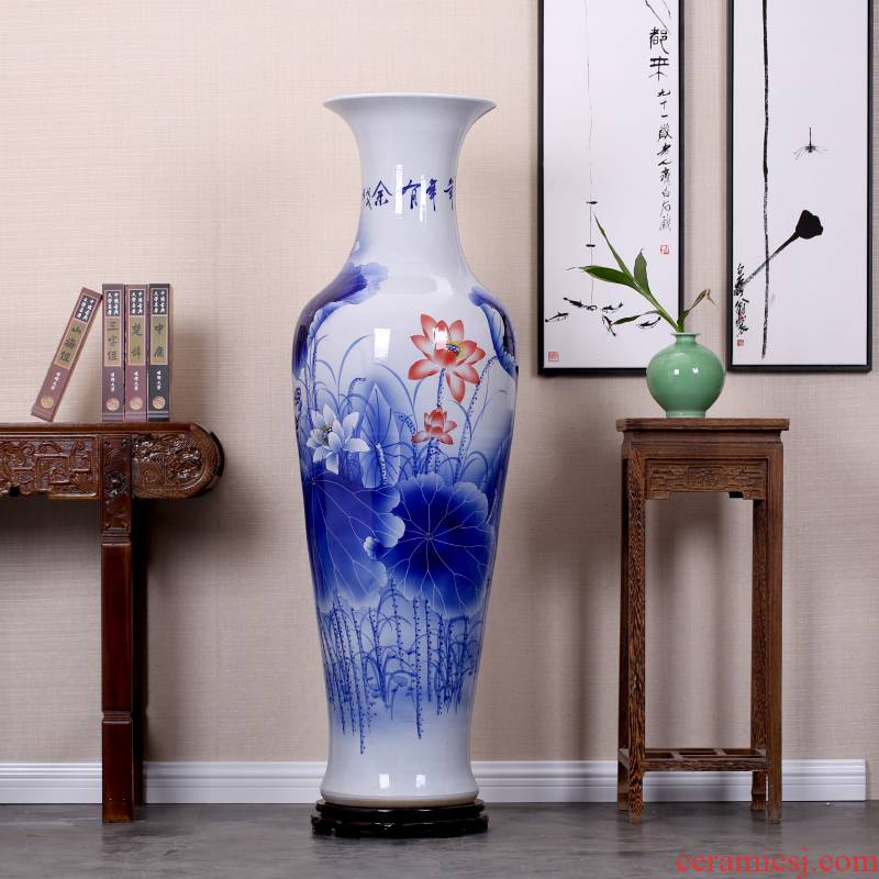 Jingdezhen ceramic big new Chinese style living room hand - made porcelain vase peony large landing place hotel gift