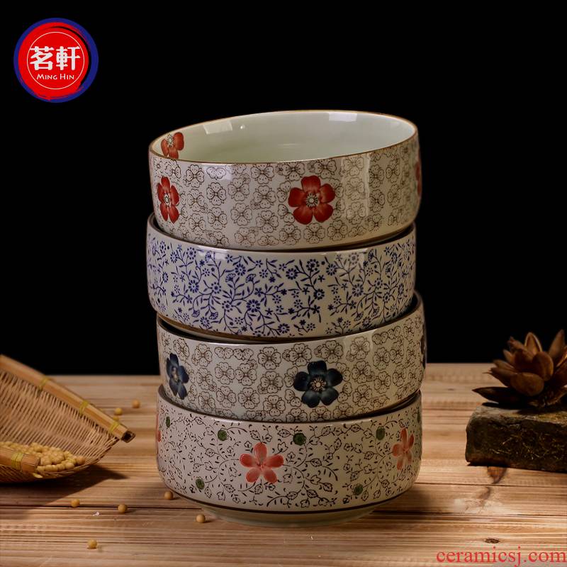Creative jingdezhen ceramic bowl Korean Japanese under the glaze color hand - made ceramic 8 inches large soup bowl bowl of tableware