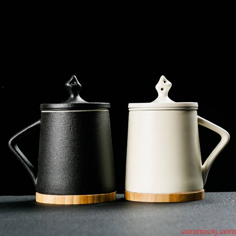 NiuRen ceramic cups with cover home office filtration separation office cup of black tea tea cup tea cup