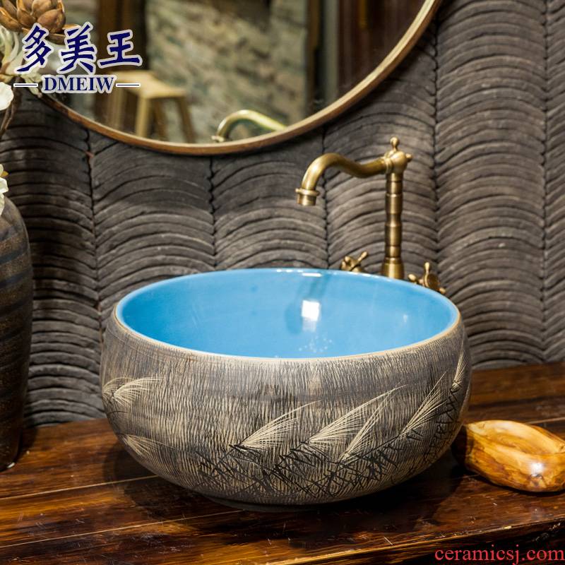 The sink on The basin of Chinese style ceramic elliptic waist drum art basin sink toilet lavatory basin restoring ancient ways